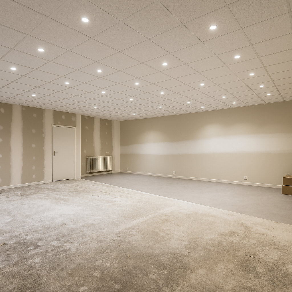 Plateau de bureau avec faux plafond en dalles